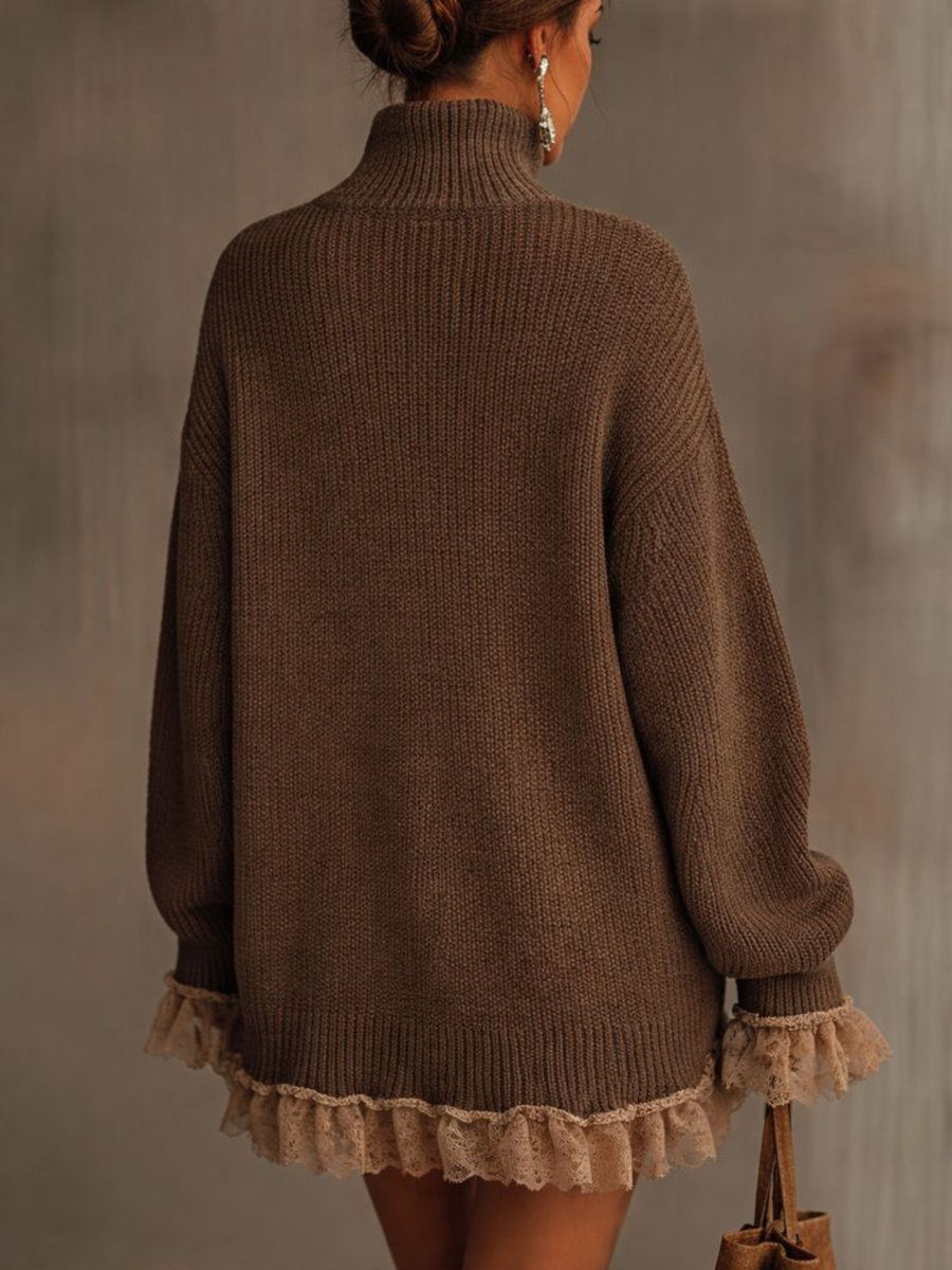Amelia | Robe Pull Col Roulé Confortable et Romantique