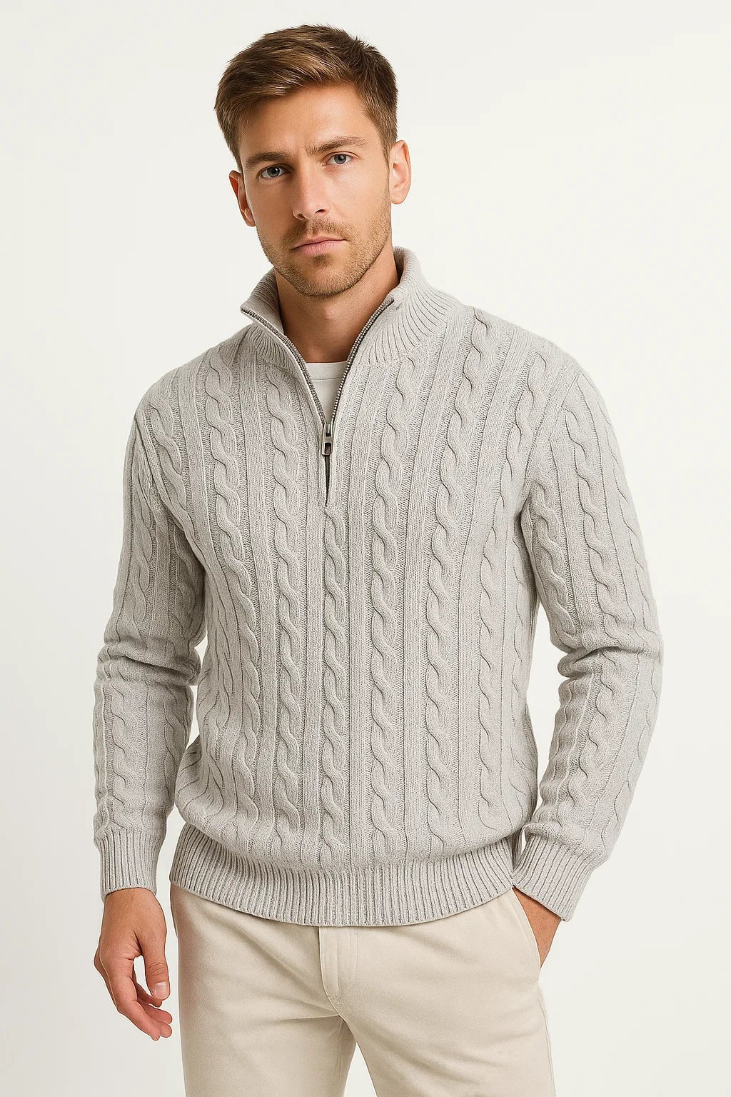 Henrik | Pull en Tricot Classique avec Zip Quart