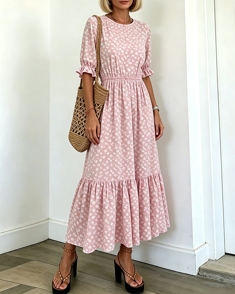Robe Col Rond Imprimée