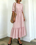 Robe Col Rond Imprimée