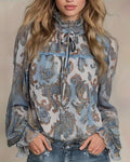 Blouse Bordure Dentelle Cordon De Serrage Transparente