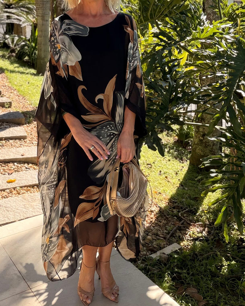 Robe Col Rond Fleurs Tulle