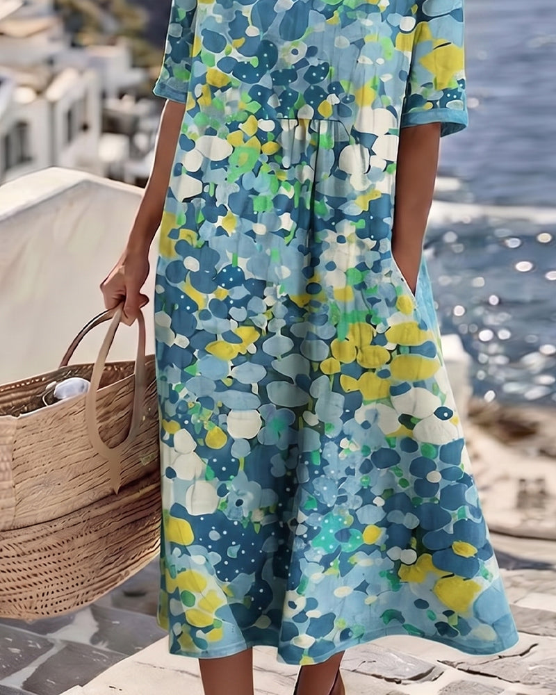 Xenjia | Robe midi décontractée avec imprimé floral coloré