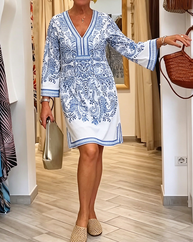 Robe Décontractée Col V Imprimée