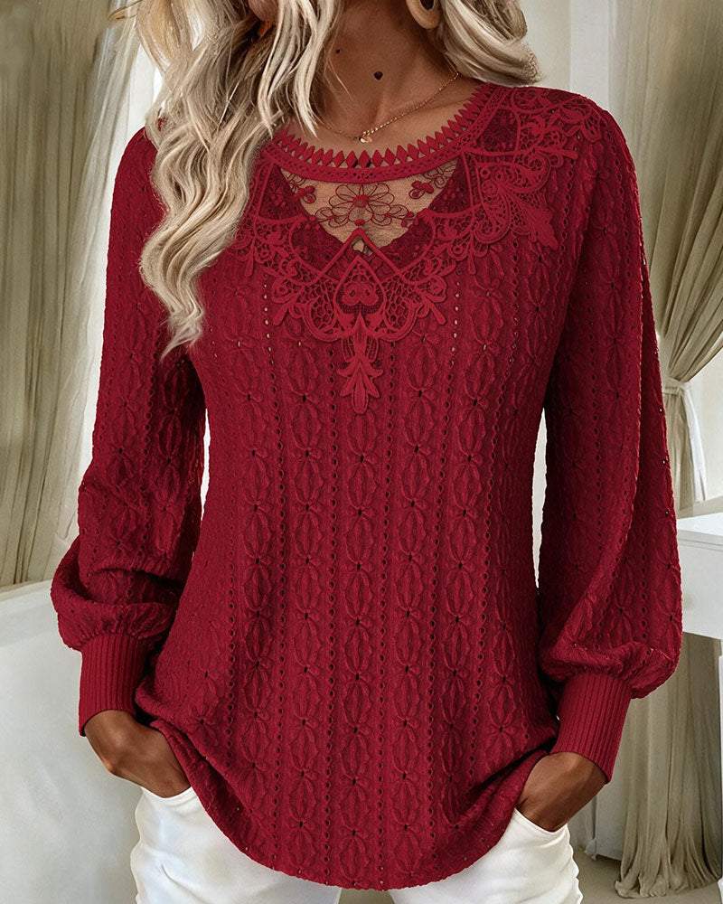 Haut long à manches longues décontracté uni