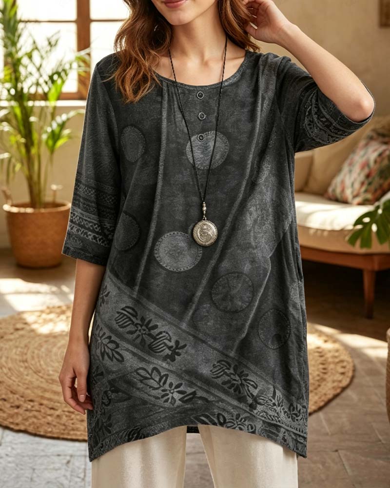 T-Shirt Col Rond Asymétrique