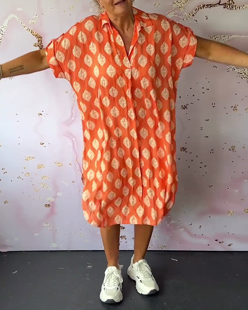 Robe loose à manches courtes avec col