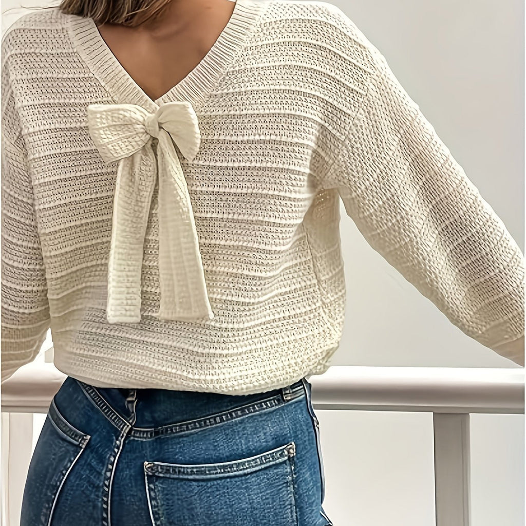 Kerstin | Pull en tricot féminin et confortable avec détail en nœud