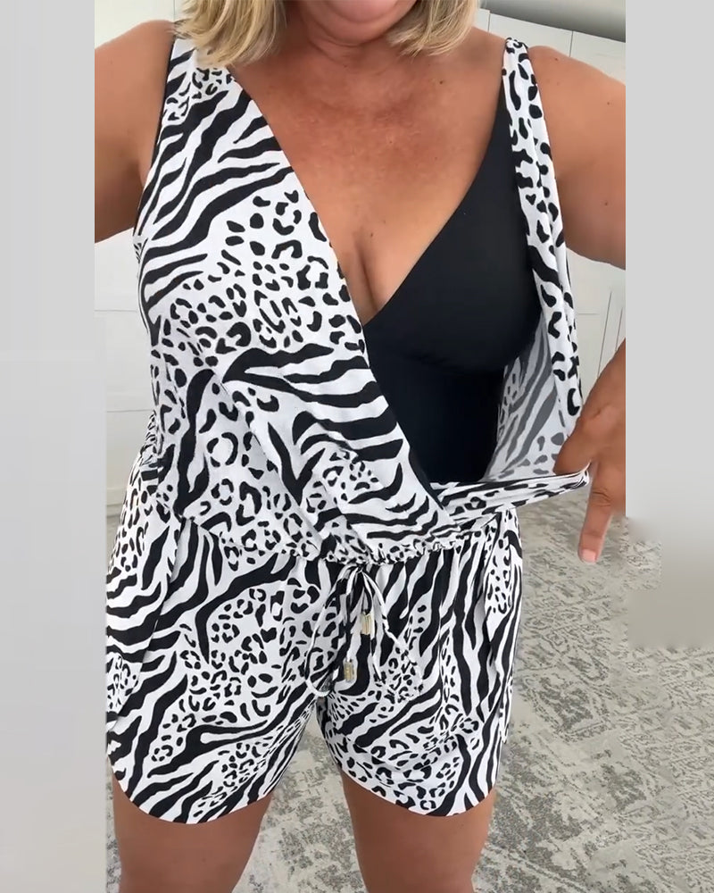 Maillot de bain slim fit imprimé zèbre