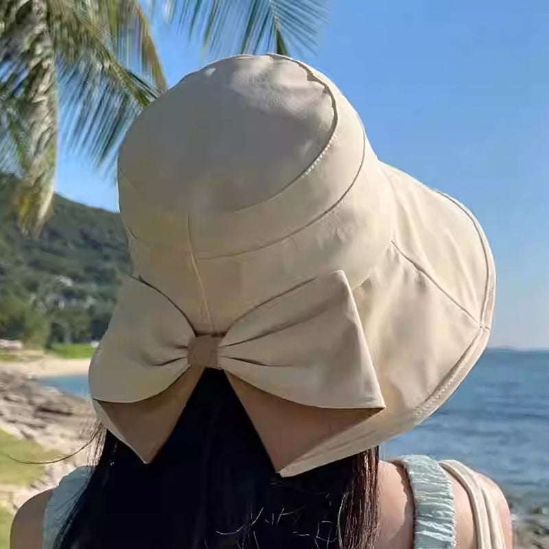 Ecedda | Chapeau de soleil pour femmes avec large bord et nœud