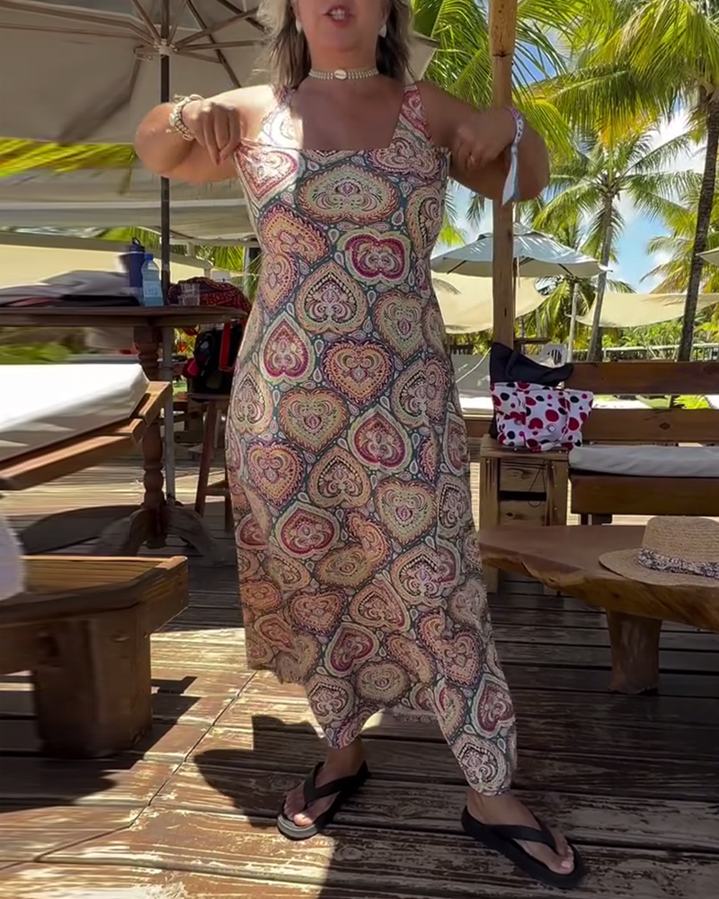 Maillot de bain sans bretelles imprimé cœur pour les vacances