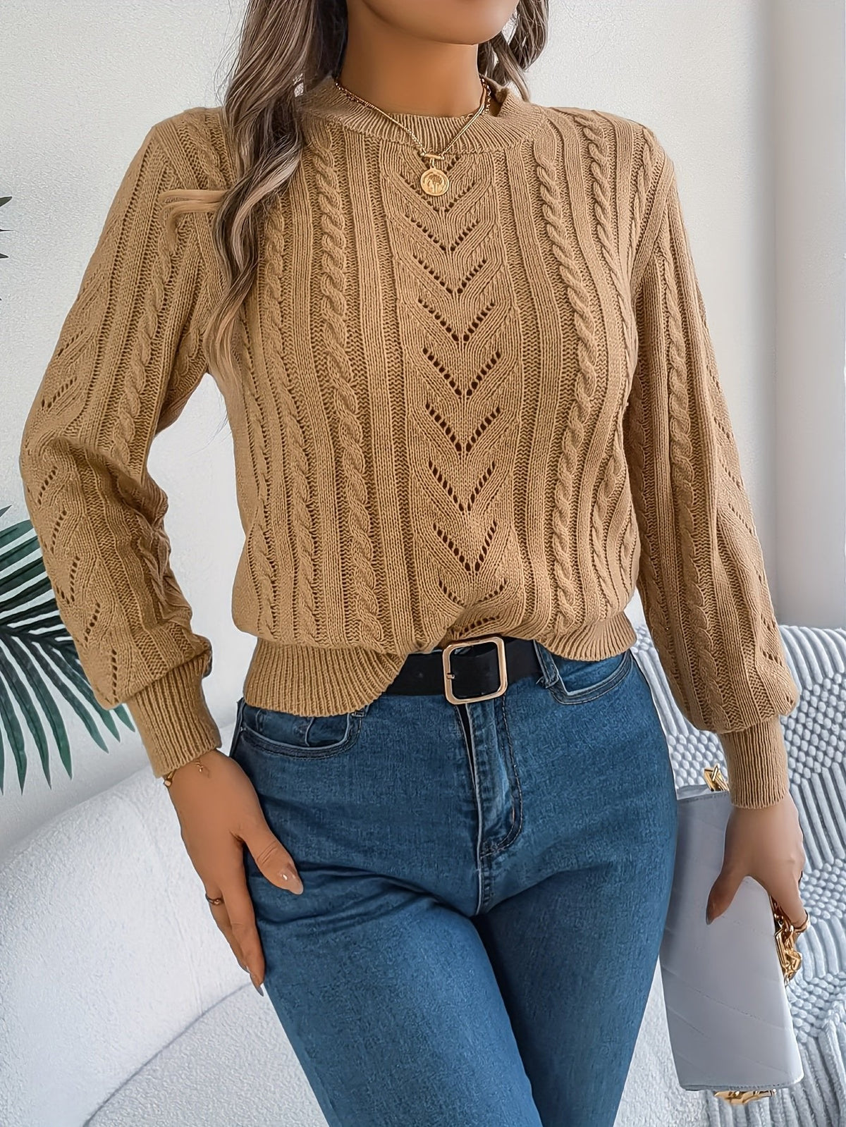 Laura | Pull en tricot à torsades classique et douillet avec col rond