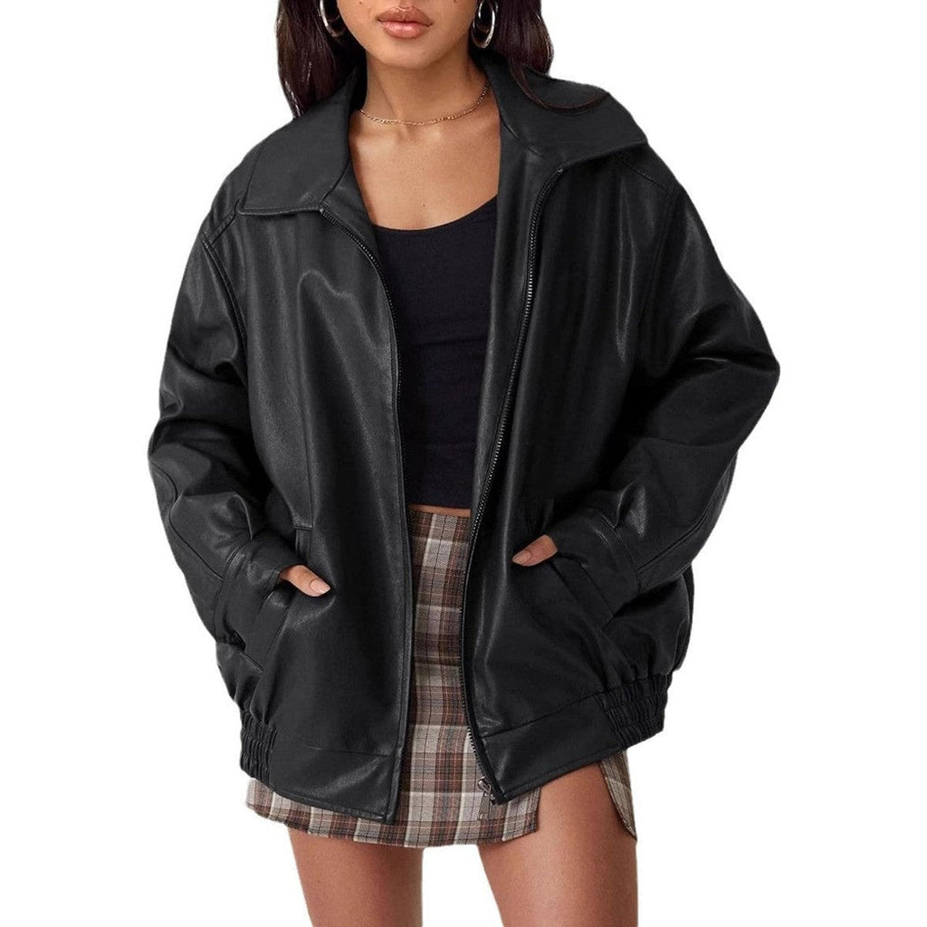 Caroline | Veste en cuir oversize pour femmes, décontractée et moderne