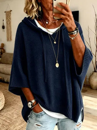 Pull à capuche oversize en maille douce pour femme