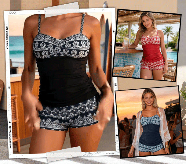 Caloria | Ensemble de tankini avec imprimé ornemental élégant