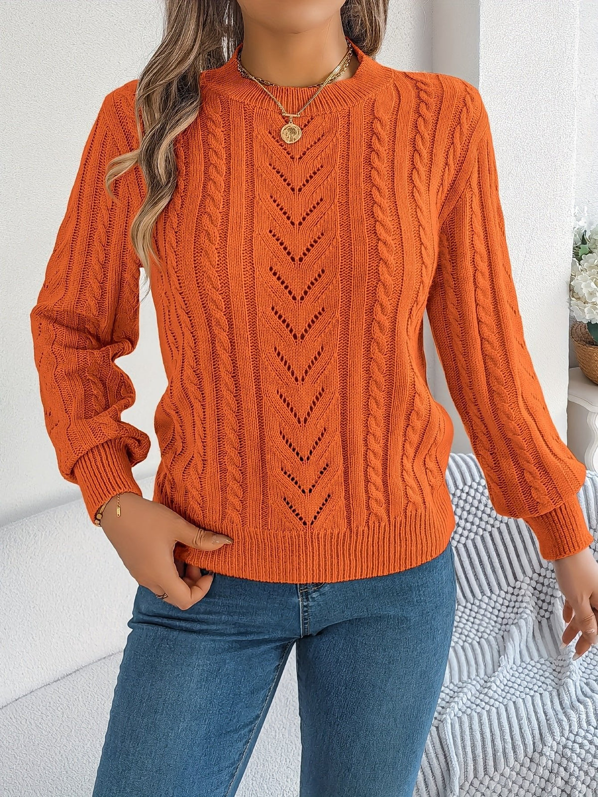 Laura | Pull en tricot à torsades classique et douillet avec col rond