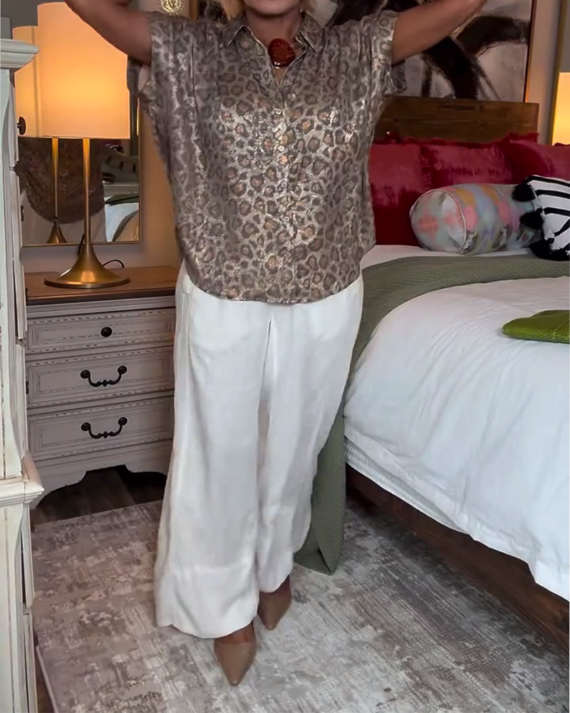 Blouse Décontractée Imprimé Léopard
