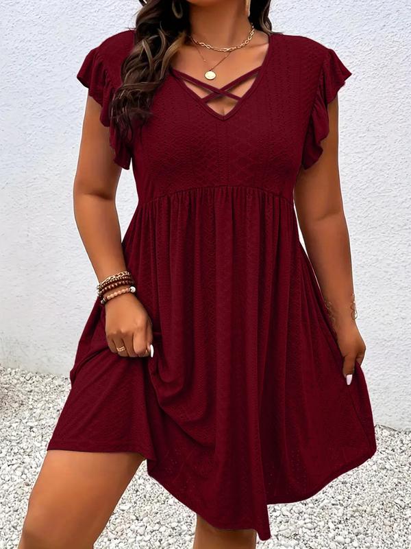 Dunizy | Robe unie avec décolleté en V croisé