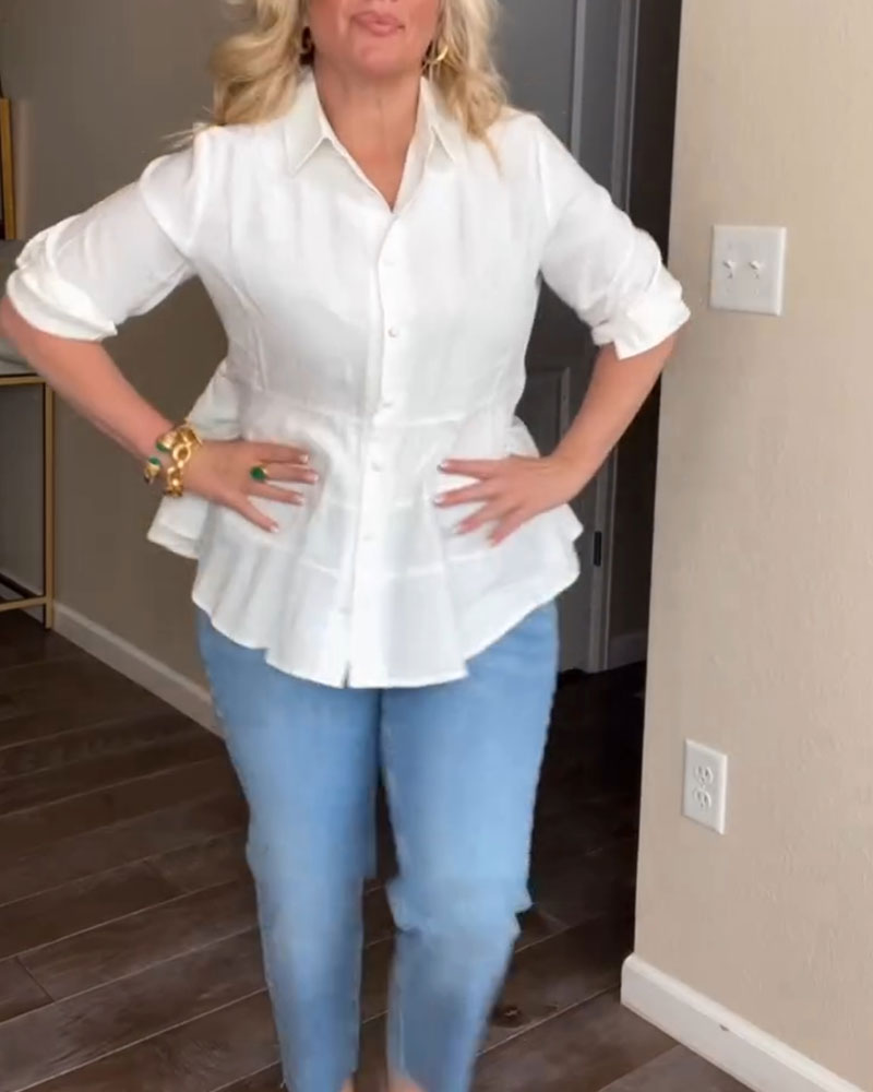 Chemise Col Chemise Évasé Unie