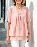 Blouse Col Rond Froncée Volant