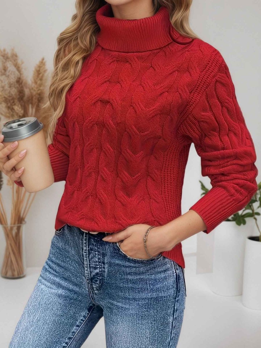 Pull femme avec col roulé et manches longues
