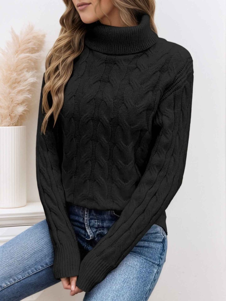 Pull femme avec col roulé et manches longues