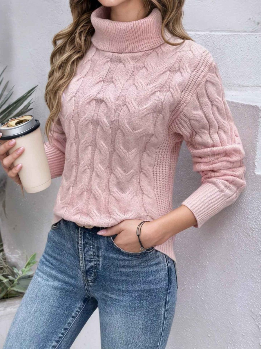 Pull femme avec col roulé et manches longues