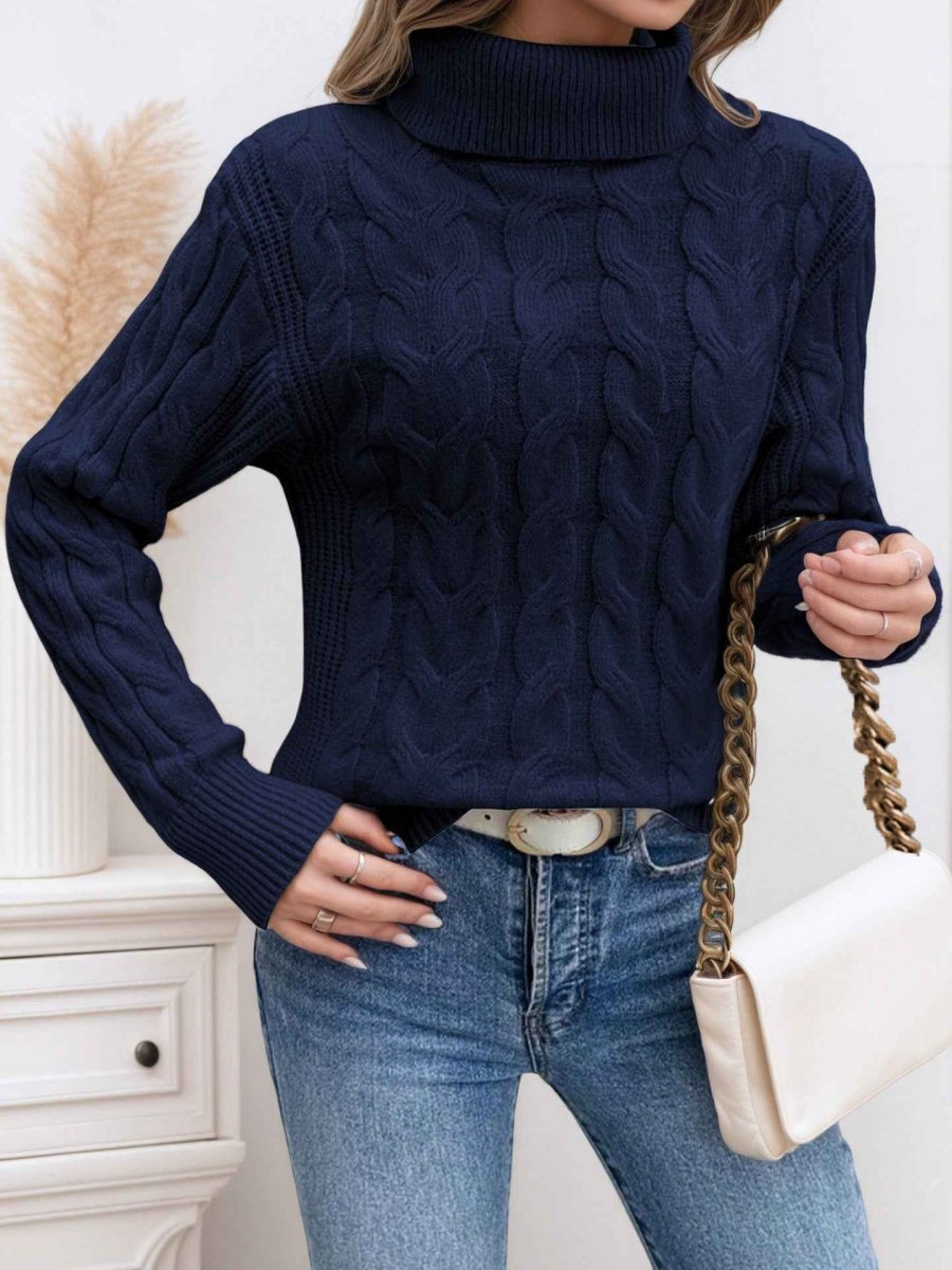 Pull femme avec col roulé et manches longues