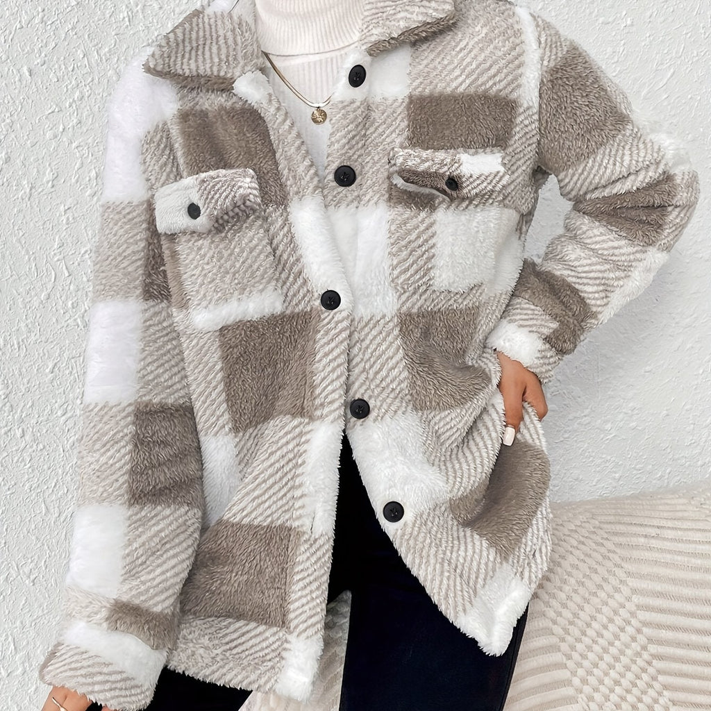 Veste à carreaux pour femmes | Patte de boutonnage & Col classique