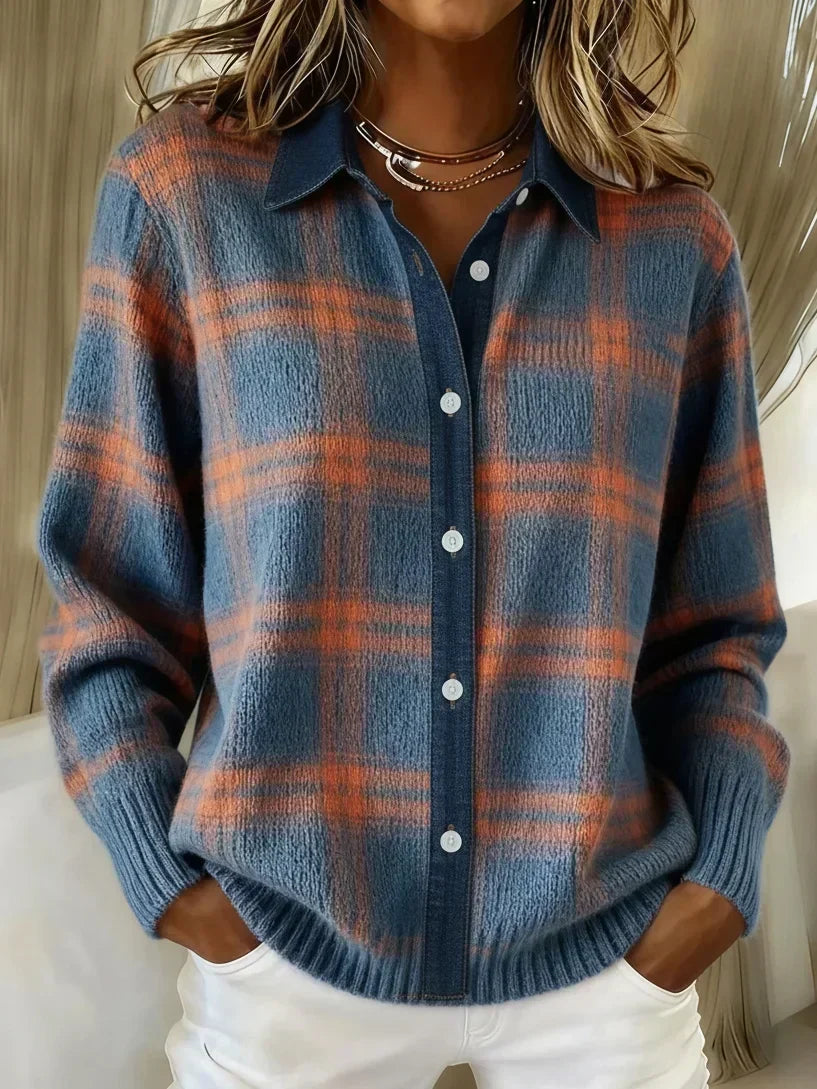 Sylvia - Gilet Oversized à Carreaux Élégant