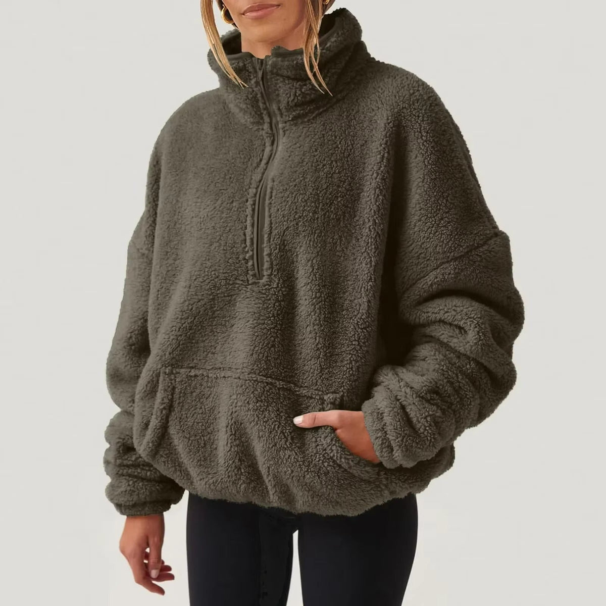 Pull Fleece Luxueux à Col Zippé pour Femmes