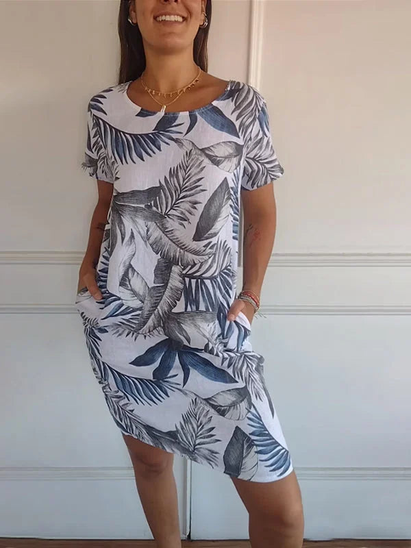 Robe d'été pour femmes avec poches et imprimé vif