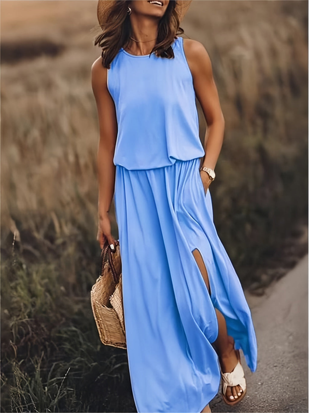Fiona | Robe maxi sans manches blouson pour femmes