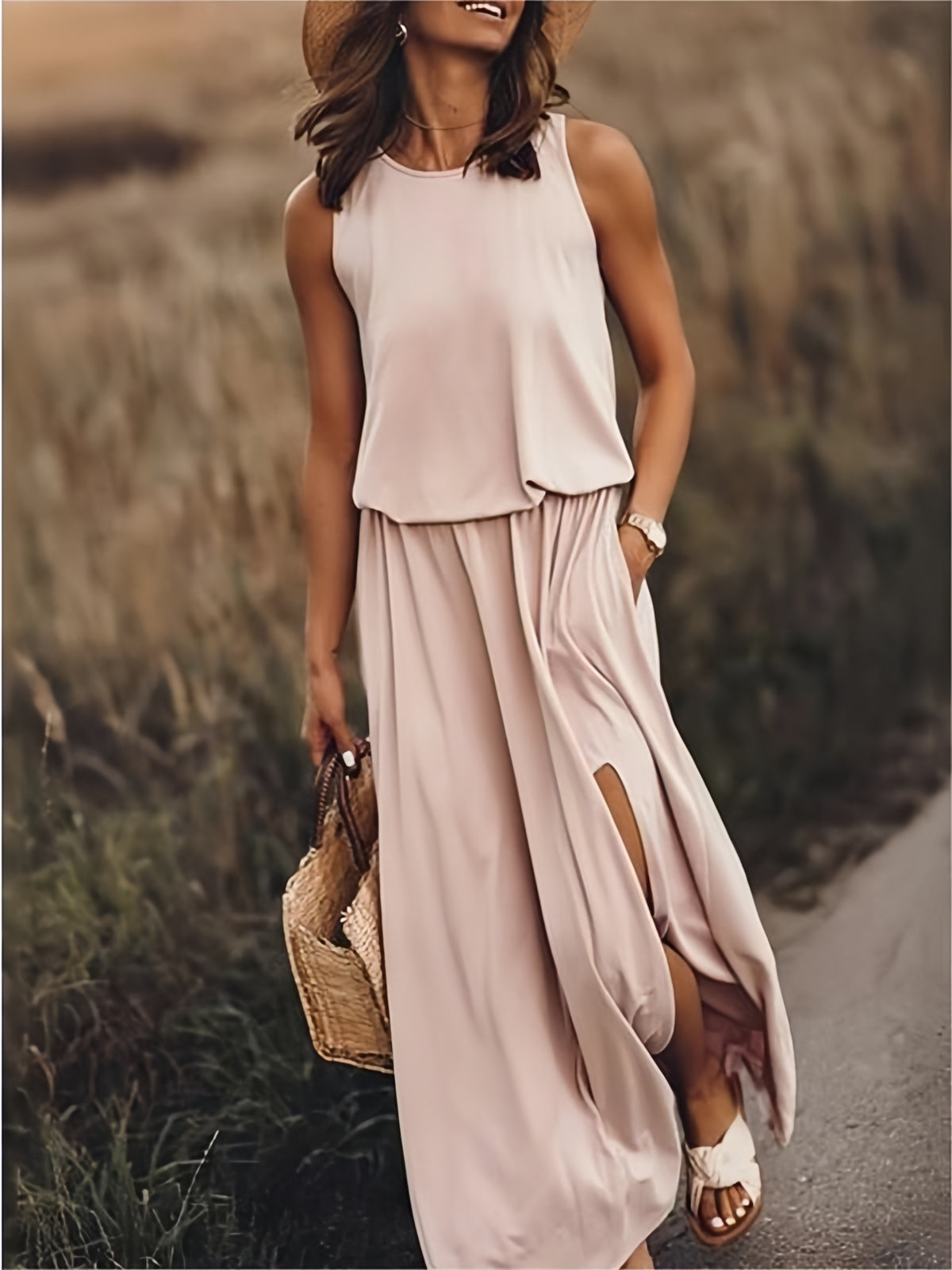 Fiona | Robe maxi sans manches blouson pour femmes