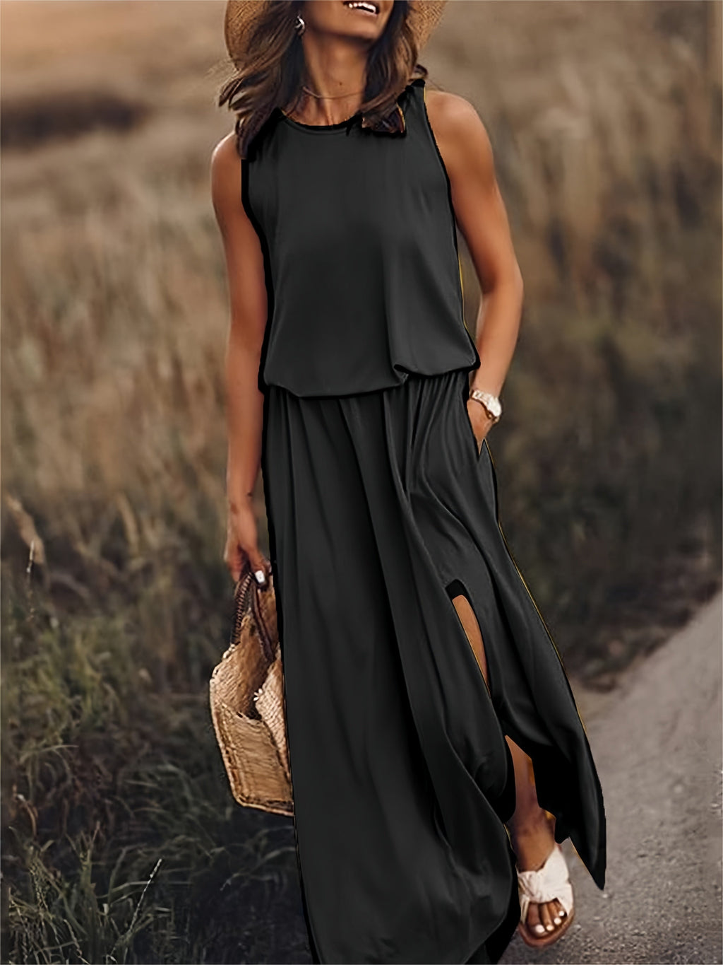 Fiona | Robe maxi sans manches blouson pour femmes