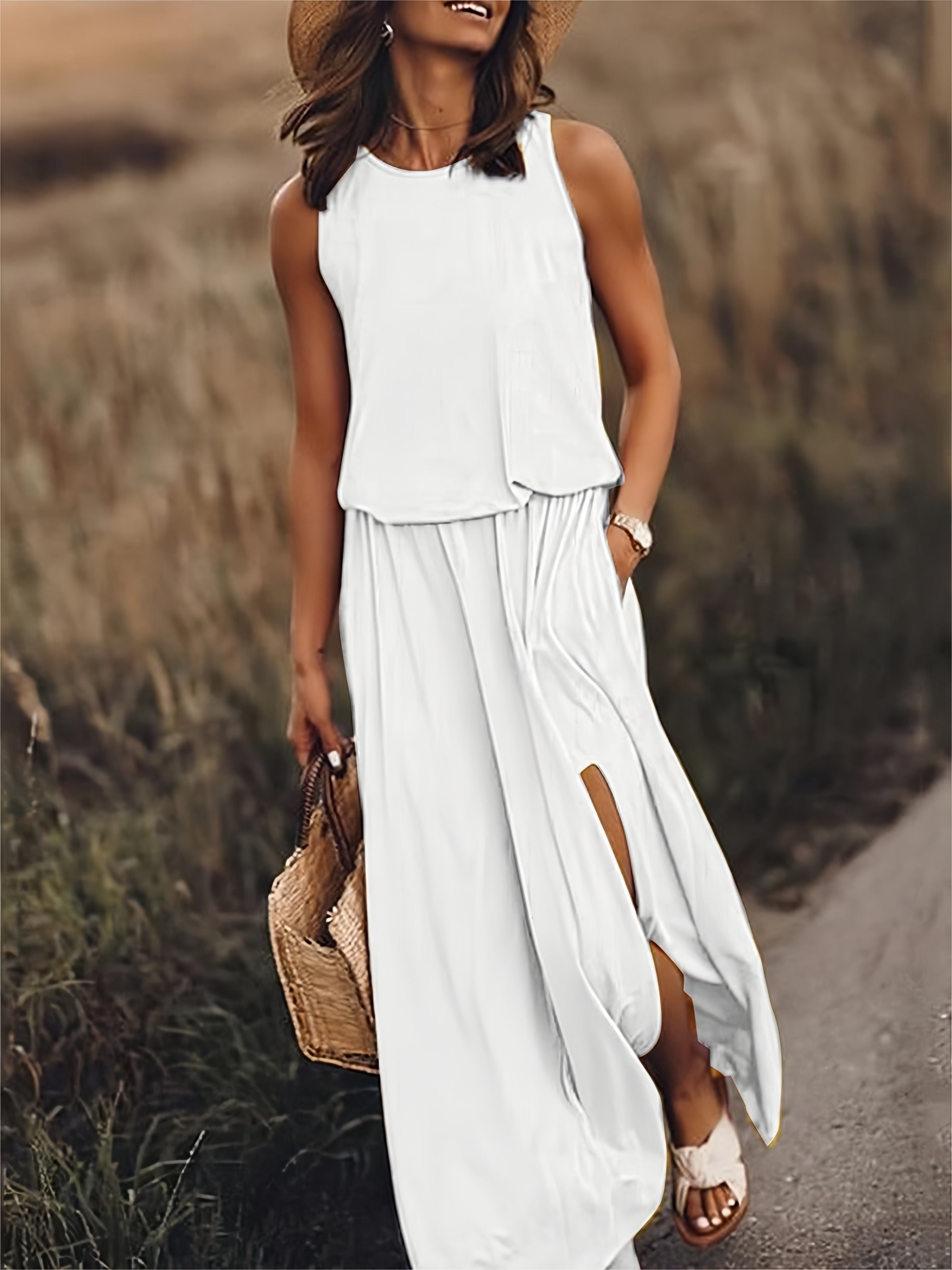 Fiona | Robe Maxi Blouson Sans Manches pour Femme