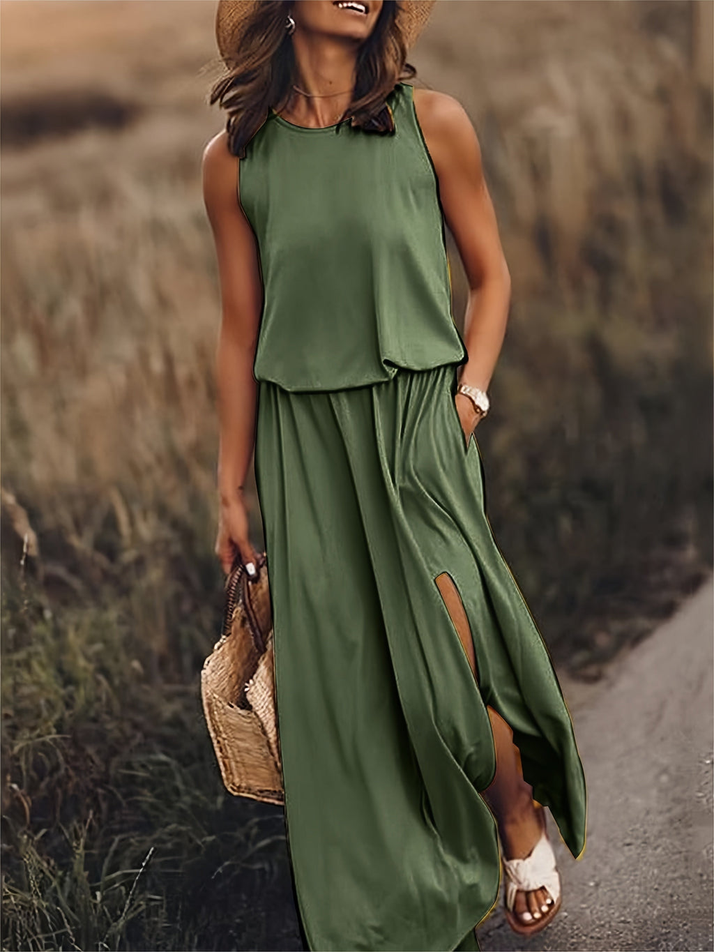 Fiona | Robe maxi sans manches blouson pour femmes