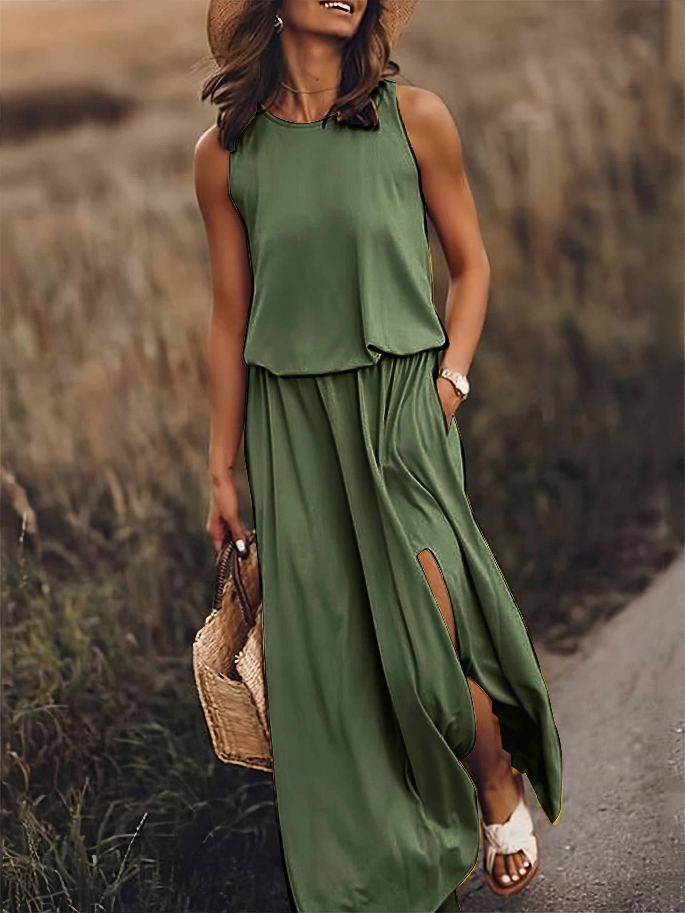 Fiona | Robe Maxi Blouson Sans Manches pour Femme