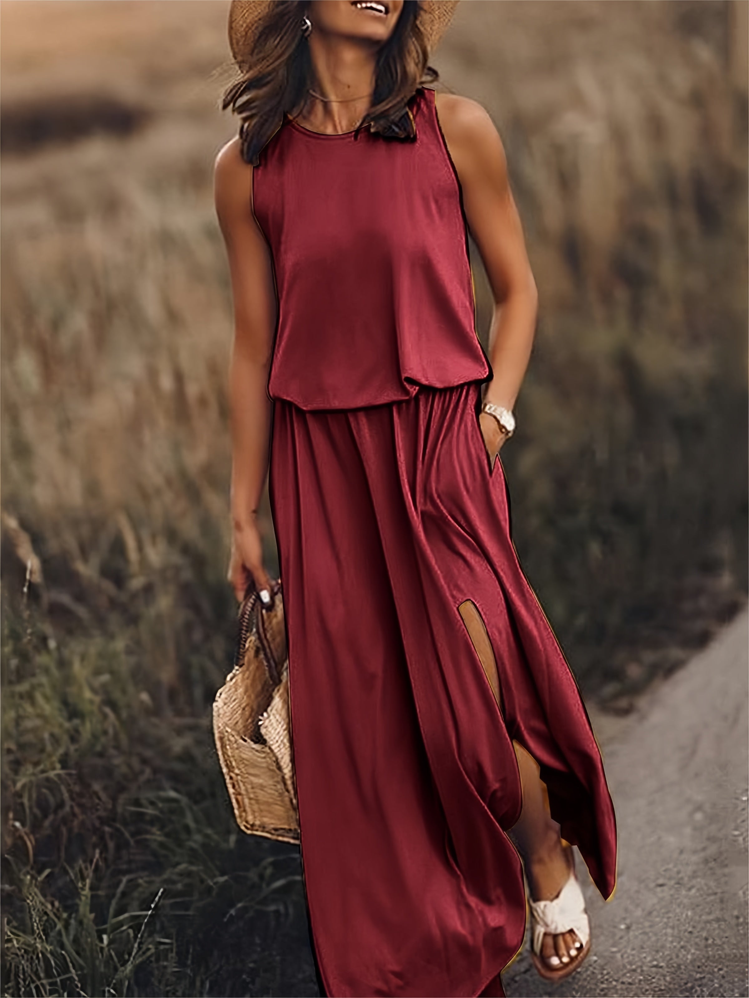 Fiona | Robe maxi sans manches blouson pour femmes