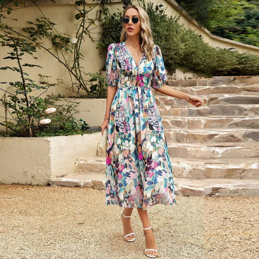 Robe Midi Femme | Décontractée à Col V