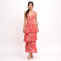 Macie - Robe longue dos nu en mousseline à motifs floraux