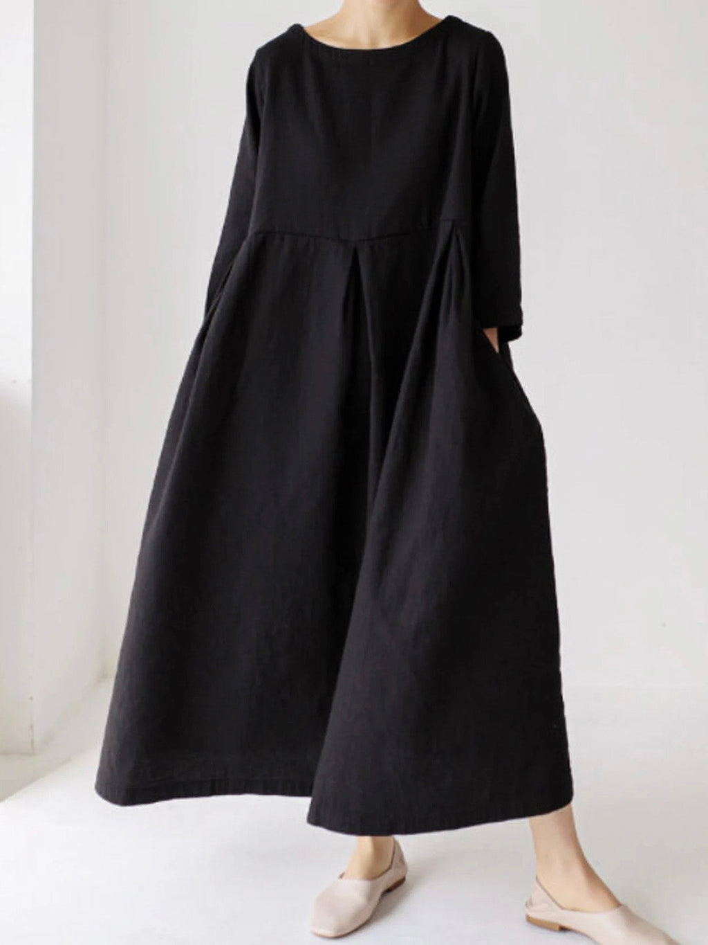 Ella - Robe en lin décontractée avec poches latérales