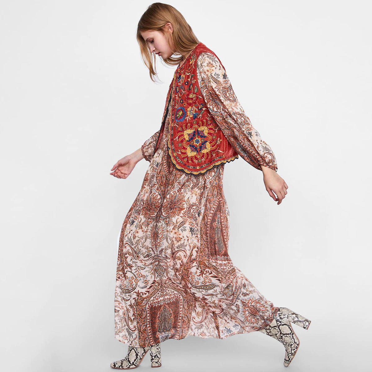 Eleanor | Gilet ouvert floral boho pour femmes