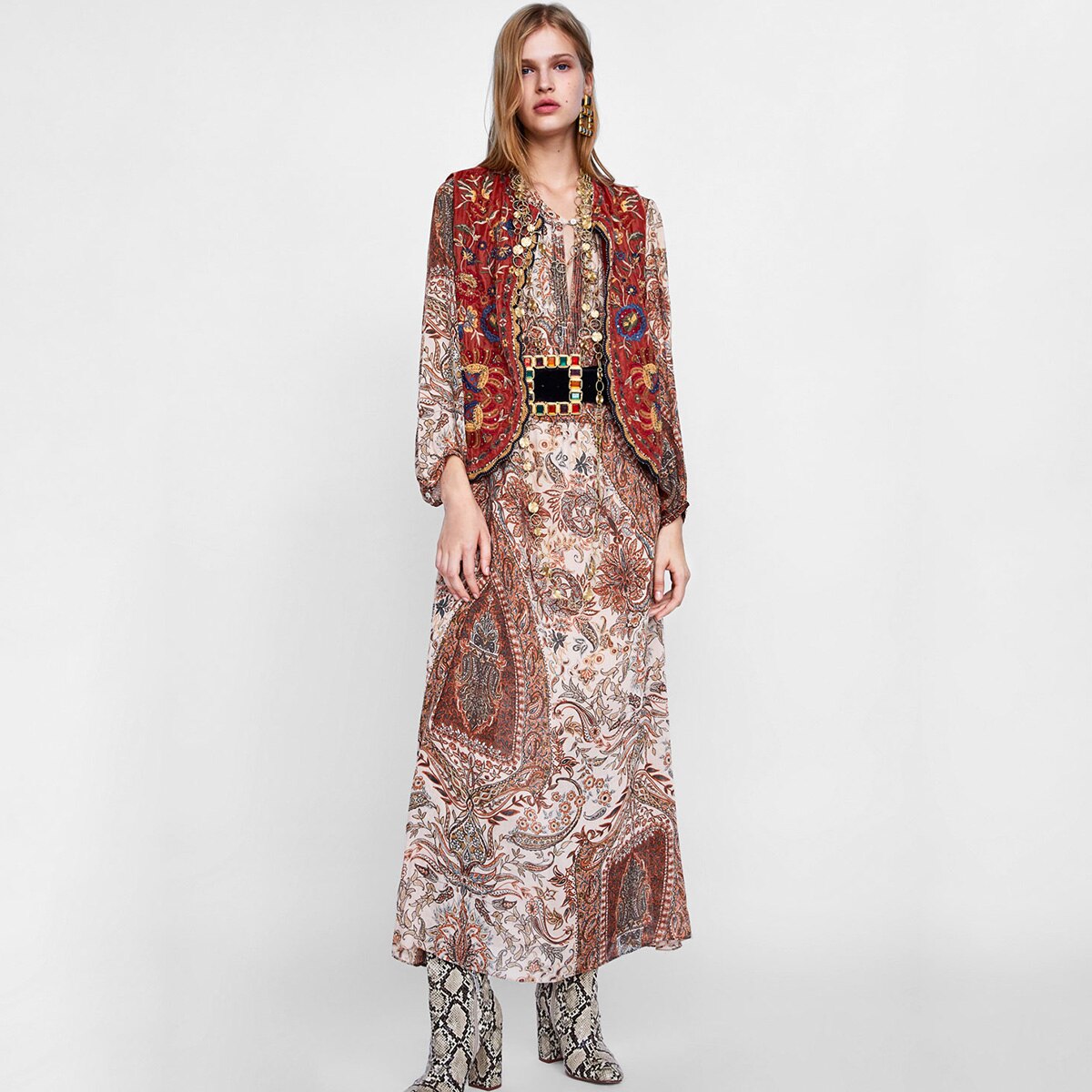 Eleanor | Gilet ouvert floral boho pour femmes
