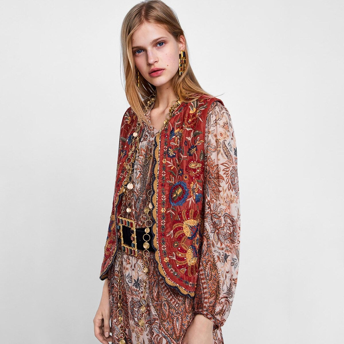 Eleanor | Gilet ouvert floral boho pour femmes