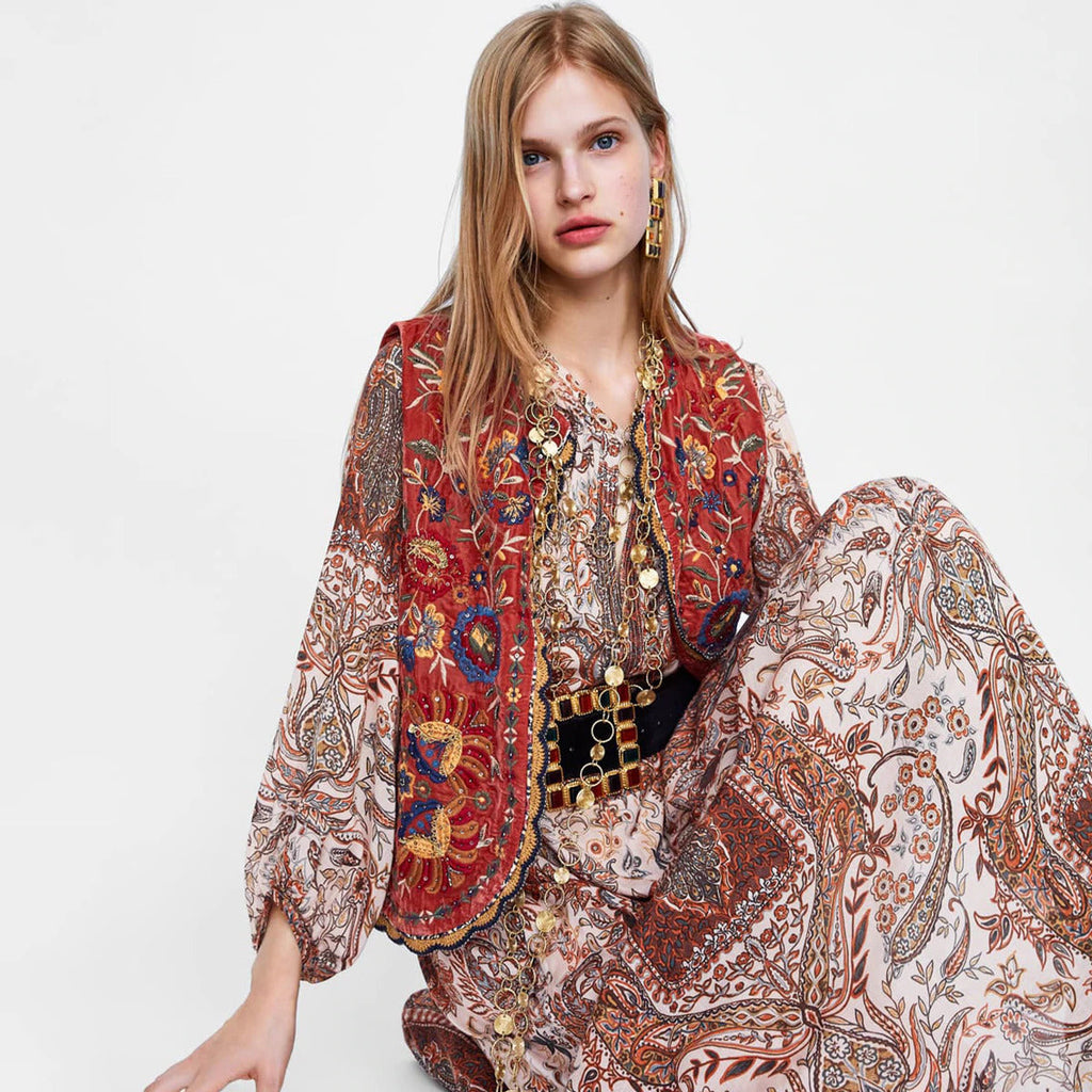 Eleanor | Gilet ouvert floral boho pour femmes