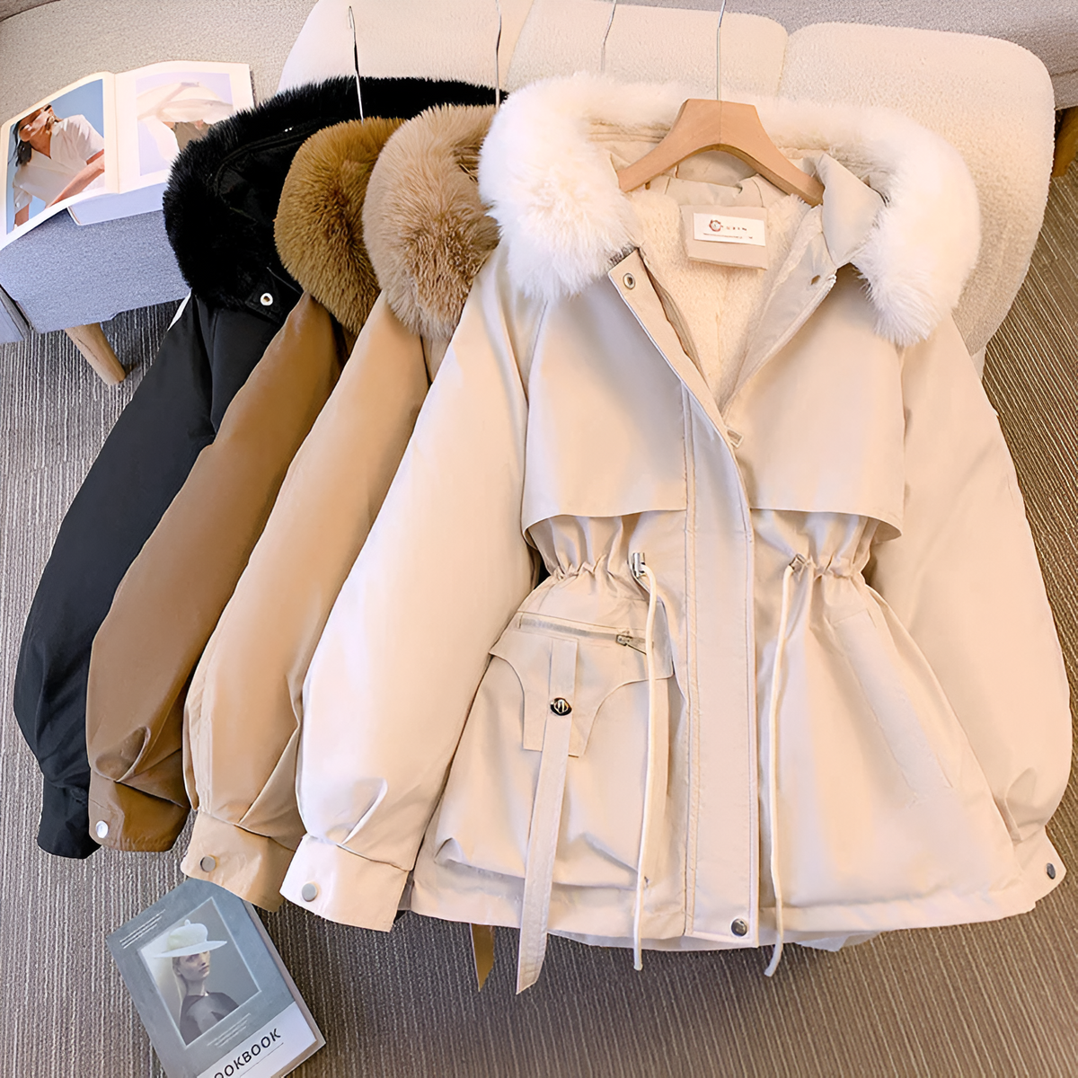 Victoria - Manteau d'Hiver Élégant en Fourrure Synthétique avec Capuche