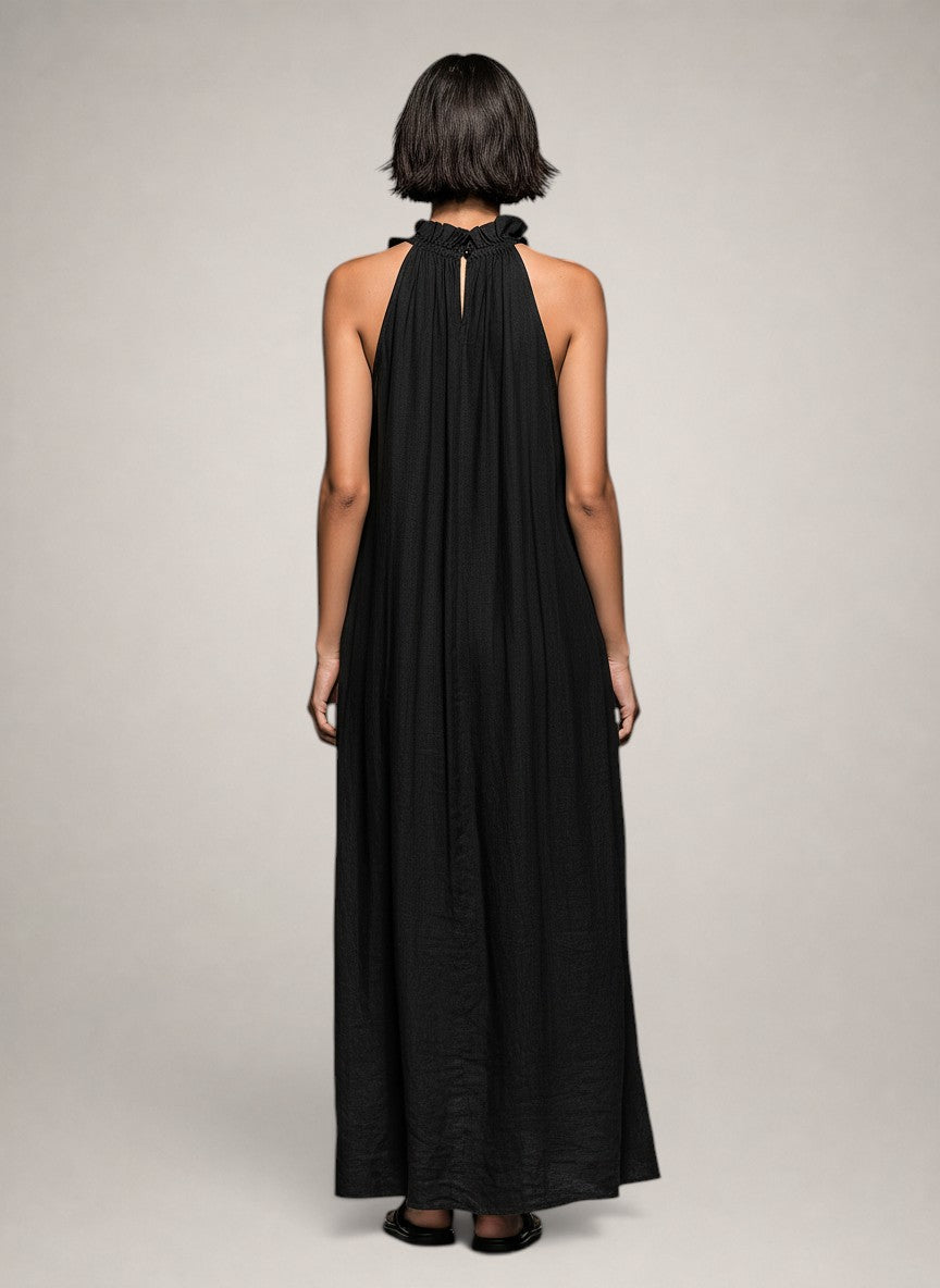 Felene | Robe maxi en lin sans manches avec volants
