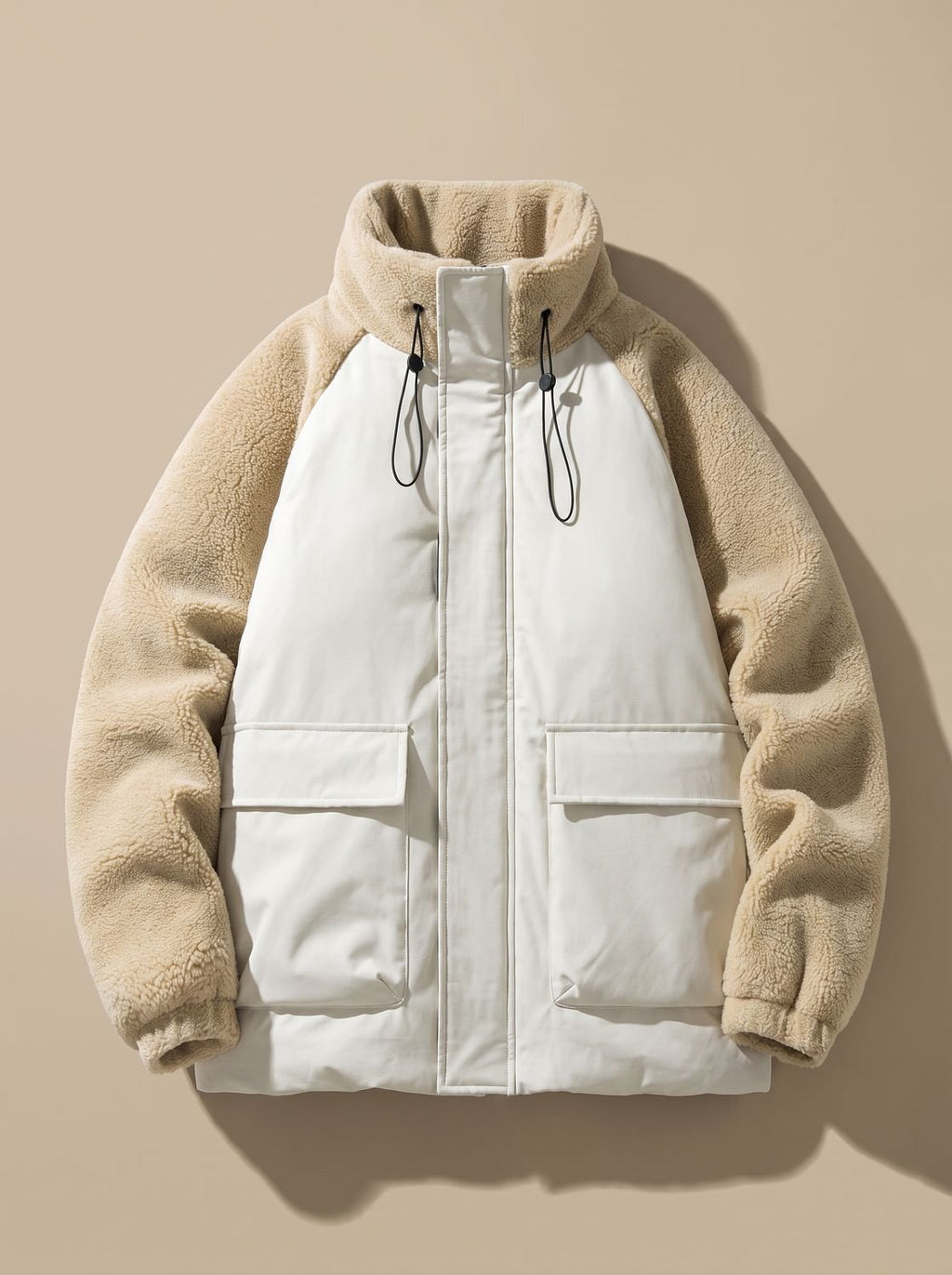 Elias | Veste d'hiver pour hommes en colorblock Sherpa avec col montant
