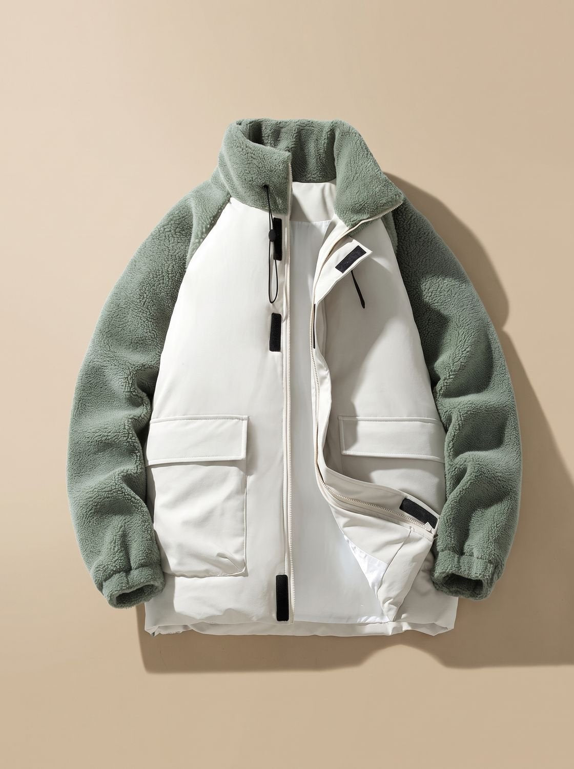 Elias | Veste d'hiver pour hommes en colorblock Sherpa avec col montant
